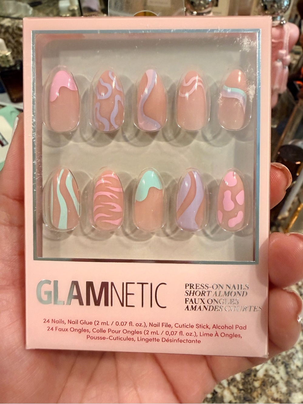 GLAMNETIC Pastel Swirl Press-On Nails - Pink & Mint